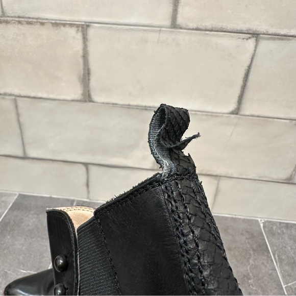 Spirit By Lucchese Brandy black leather snakeskin vintage western boot ankle - Picture 9 of 10